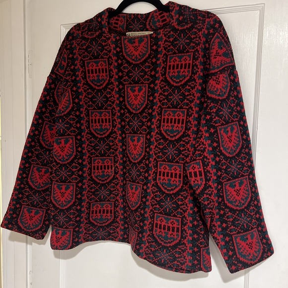 100% Wool SKI SWEATER Mens M Vintage Peter Geiger Electric Grandpa VINTAGE 1960s - Picture 1 of 5